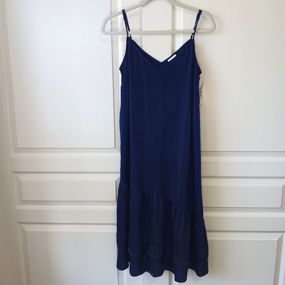 Abound Women's Navy Evening V-Neck Tiered Ruffle Slip Dress Size M